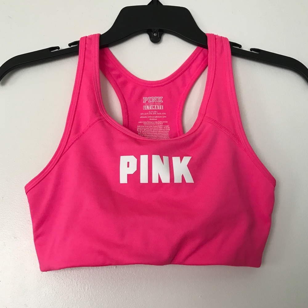 Bright pink sports bra